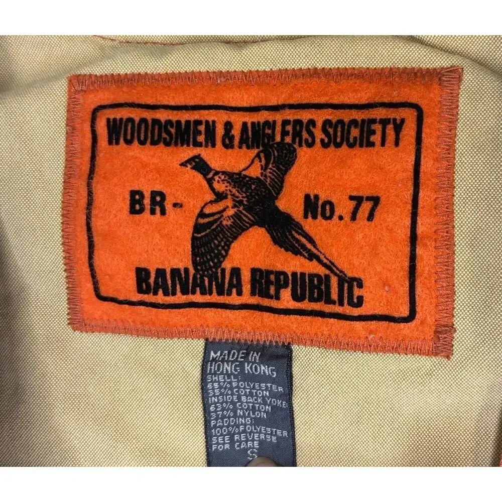 Vintage 80s Banana Republic Woodsmen & Anglers Society Hunting Vest Orange Small